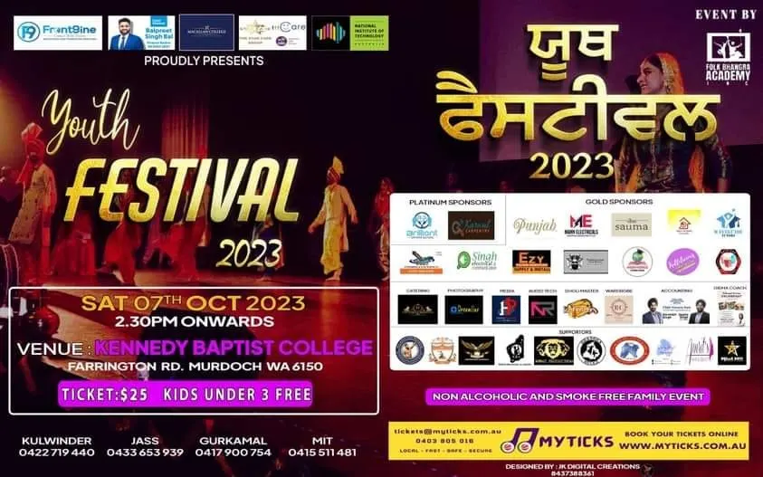 Youth Festival 2023 poster: Saturday 7 October 2023, Kennedy Baptist College, Murdoch